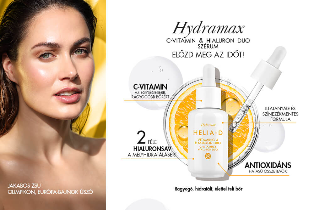 Hidratált és egységes bőr a Hydramax C-vitamin & Hialuron szérum segítségével
